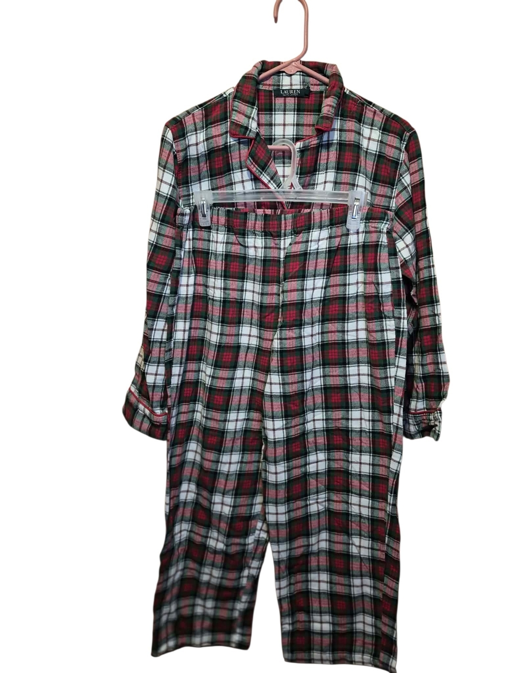 Ralph Lauren Red, Green & White Plaid Womens Pajama Set